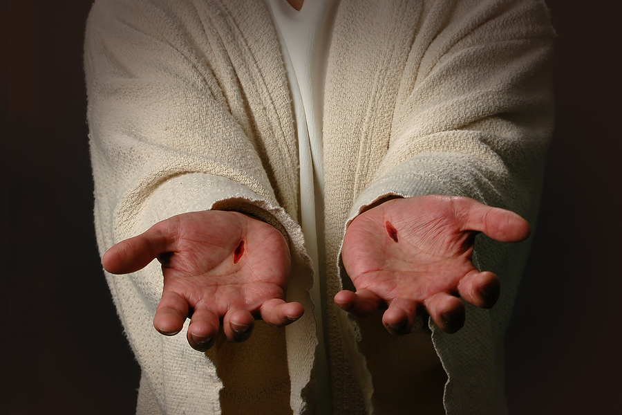 The Hands of Jesus showing scars The Hands of Jesus showing scars